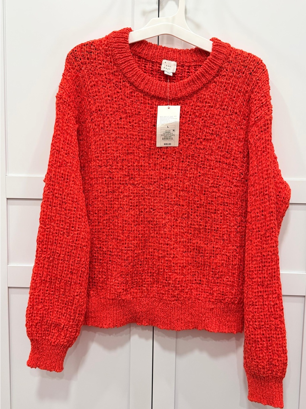 a new day Textured Red Crewneck Sweater